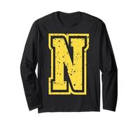 Lettera n Nome monogramma Iniziale Alfabeto Giallo Varsity Maglia a Manica