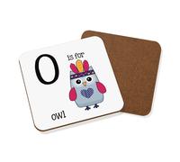 Lettera o Is Per Gufo Sottobicchiere - Divertente Carino Alfabeto