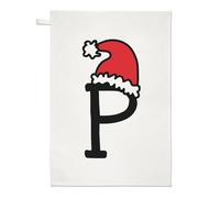 Lettera P Cappello Natalizio Strofinaccio Piatto Panno Divertente Red Babbo Kids