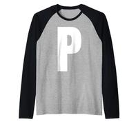 Lettera P maiuscola Grassetto Alfabeto Corrispondente monogramma Maglia con Maniche Raglan