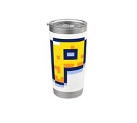 Lettera P Pixel Art Retro Gaming Graphic Bicchiere termico in acciaio inox doppia parete