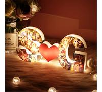 Lettera personalizzata Collage di cuori Lampada da notte Alfabeto cuore Luci da comodino Lampada con cornice fotografica Collage di immagini di famiglia Regalo,Luce acrilica per collage di immagini