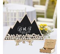 Lettera personalizzata di testo personalizzato Wedding Guest Book con 30-100pcs Cuori di Legno, Legno Wedding Guestbook Segno, Anniversario Wedding segno nel libro per Cerimonia (style 4)