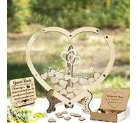 Lettera personalizzata di testo personalizzato Wedding Guest Book con 30-100pcs Cuori di Legno, Legno Wedding Guestbook Segno, Anniversario Wedding segno nel libro per Cerimonia (style 15)
