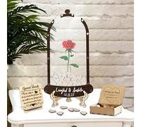 Lettera personalizzata di testo personalizzato Wedding Guest Book con 30-100pcs Cuori di Legno, Legno Wedding Guestbook Segno, Anniversario Wedding segno nel libro per Cerimonia (style 6)