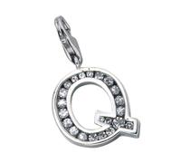 Lettera " Q " Ciondolo Catena Charm, 925 Argento Massiccio, Donna