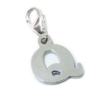 Lettera Q iniziale charm in argento sterling sulla clip di aragosta .925 x 1 let