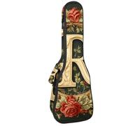 Lettera R circondata da corona floreale custodia per ukulele, borsa imbottita per ukulele da concerto da 58 cm, impermeabile e durevole, Multicolore 02, 25.9x9x3.1in/66x23x8cm, Organizer per borse