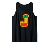 Lettera Rasta J retrò Invecchiato Rosso Giallo Verde Arte Canotta
