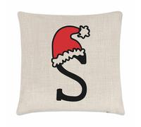 Lettera S Cappello Natalizio Copricuscino Cuscino Divertente Rosso Babbo Bambini