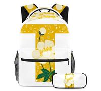 Lettera S elementi floreali conquistare la classe con il nostro set di 2 zaini per bambini, zaino e astuccio di grande capacità per ragazzi ragazze adolescenti, Multicolore#06, B：29.4x20x40cm\