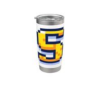 Lettera S Pixel Art Retro Gaming Graphic Bicchiere termico in acciaio inox doppia parete