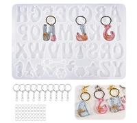 Lettera Stampo in Silicone con Fori, Stampi Lettere per Resina Epossidica, Stampo Alfabeto Silicone, Stampi per Alfabeti, per Fai Da Te Creazione Portachiavi, Orecchini, Ciondoli, Collana, Portachiavi
