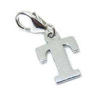 Lettera T iniziale charm in argento sterling sulla clip di aragosta .925 x 1 let