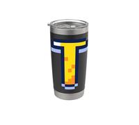 Lettera T Pixel Art Retro Gaming Graphic Bicchiere termico in acciaio inox doppia parete