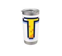 Lettera T Pixel Art Retro Gaming Graphic Bicchiere termico in acciaio inox doppia parete