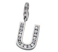 Lettera " U " Ciondolo Catena Charm, 925 Argento Massiccio, Donna