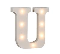 Lettera U in legno illuminabile Out of the blue, con 7 LED