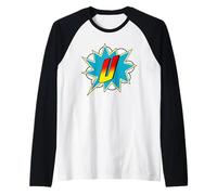 Lettera U Nome Supereroe Comico Retro Costume Maglia con Maniche Raglan
