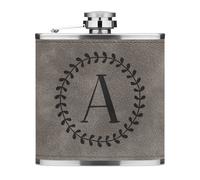 Lettera Un Floreale Corona Alfabeto 170ml pelle Sintetica Hip Flask Grigio Fiori