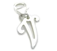 Lettera V iniziale charm in argento sterling su clip da 9 mm .925 x1