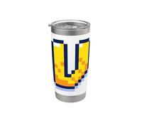 Lettera V Pixel Art Retro Gaming Graphic Bicchiere termico in acciaio inox doppia parete