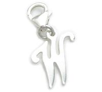 Lettera W Charm iniziale in argento sterling su clip da 9 mm .925 x1