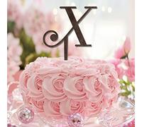 Lettera X Cake Topper Monogramma Iniziale Cognome Rami Foglia Spiaggia per Matrimonio Anniversario Decorazioni per torte Riutilizzabile Personalizza il tuo Topper per torta Regali di compleanno Legno