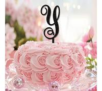 Lettera Y Cake Topper Monogramma Iniziale Cognome Glitter Nero Per Matrimonio Nuziale Doccia Decorazioni per Feste Rustico Corona di alloro Personalizza il Tuo Topper Per Torta Regali per Ad