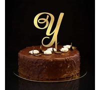 Lettera Y Cake Topper Monogramma Iniziale Cognome Glitter Oro Per Matrimonio Fidanzamento Decorazioni per Feste Elegante Riutilizzabile Corona Floreale Personalizza il tuo Topper Per Torta Regali di