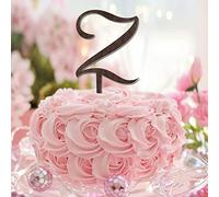 Lettera Z Wedding Cake Topper Monogramma Nome iniziale Legno Marrone Per Matrimonio Fidanzamento Bomboniere Rustico Botanico Corona Personalizzata 26Letters Regali di Fidanzamento