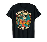 Letteralmente dal 1900 Retro 80s Skeleton Cassette Meme Maglietta