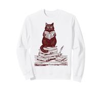 Letterario Gatto Nero Lettura sulla Pila di Libri Felpa
