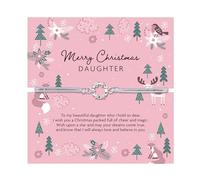 Letterbox Love Braccialetto natalizio per figlia, braccialetto regolabile in argento con biglietto regalo e morbido sacchetto bianco, significativo gioiello per riempire la calza della Befana