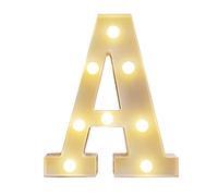 Lettere a LED con lettere dell'alfabeto con lampadine, luce bianca calda, effetto luminoso costante, 2 pile AA, IP54, acqua per compleanno, Natale, matrimonio, casa, feste, bar