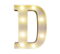 Lettere a LED con lettere dell'alfabeto con lampadine, luce bianca calda, effetto luminoso costante, 2 pile AA, IP54, acqua per compleanno, Natale, matrimonio, casa, feste, bar