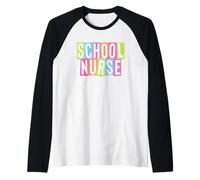 Lettere Colorate a Scacchi per Scuola e Infermiera, Stile retrò Arcobaleno Maglia con Maniche Raglan