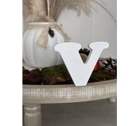 Lettere decorative 3D, lettere singole da A-Z, 0-9 e &, colori assortiti, per scritte personalizzate, nomi e parole; matrimonio, nascita, regali, cameretta (bianco, V)