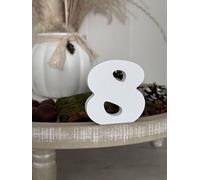 Lettere decorative 3D, lettere singole da A-Z, 0-9 e &, colori assortiti, per scritte personalizzate, nomi e parole; matrimonio, nascita, regali, cameretta dei bambini (bianco, 8)