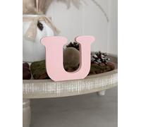 Lettere decorative 3D, lettere singole da A-Z, 0-9 e &, per scritte personalizzate, nomi e parole; matrimonio, nascita, regali, cameretta (rosa, U)