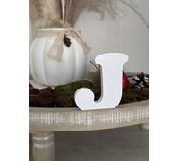 Lettere decorative 3D, lettere singole dalla A-Z, 0-9 e colori assortiti, per scritte personalizzate, nomi e parole; matrimonio, nascita, regali, cameretta (bianco, J)