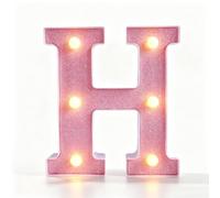 Lettere dell'alfabeto rosa glitterate a batteria, a LED, lettere luminose per proposta di confessione d'amore, festa di compleanno, lampada di Natale, lettera H, 21,8 cm