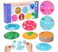 Lettere di apprendimento, gioco di lettere, giochi educativi a partire dai 3 agli 8 anni, puzzle colorato con alfabeto bifacciale, giocattolo Montessori a partire dai 3 anni, per bambini e bambini in