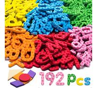Lettere e numeri magnetici per educare i bambini, set di 192 pezzi in schiuma a 9 colori (con blocchi di motivi, simboli), magneti dell'alfabeto regalo per l'apprendimento dei bambini
