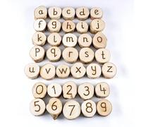 Lettere E Numeri Su Dischi In Legno 36 Pz