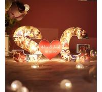 Lettere fotografica personalizzata Luci cardiache con nome, piattaforma per foto alfabetica personalizzata Frage fotogramma Foto per le foto di Natale Regalo per coppia Mother Woman Aniversary