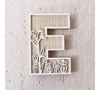 Lettere in legno fai da te come targhetta per il nome per la decorazione da parete nella cameretta dei bambini e motivo floreale, verniciabili, versatili, per matrimoni o decorazioni per la casa (E