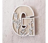 Lettere in legno fai da te come targhetta per il nome per la decorazione da parete nella cameretta dei bambini e motivo floreale, verniciabili, versatili, per matrimoni o decorazioni per la casa (G