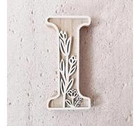 Lettere in legno fai da te come targhetta per il nome per la decorazione da parete nella cameretta dei bambini e motivo floreale, verniciabili, versatili, per matrimoni o decorazioni per la casa (I