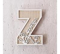 Lettere in legno fai da te come targhetta per il nome per la decorazione da parete nella cameretta dei bambini, motivo floreale, dipingere, versatile, per matrimoni o decorazione della casa (Z, taglia